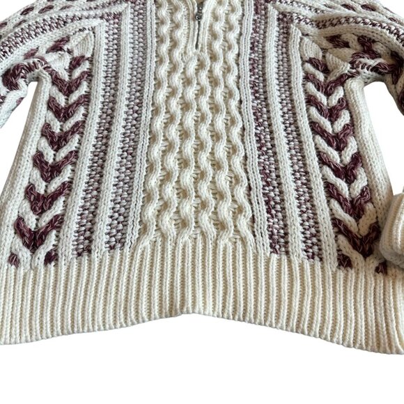Cozy White and Brown Women's Sweater - Picture 6 of 12